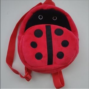 Ladybug plush fabric backpack